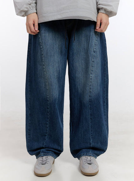 mens-stitched-wide-fit-jeans-if528 / Dark blue