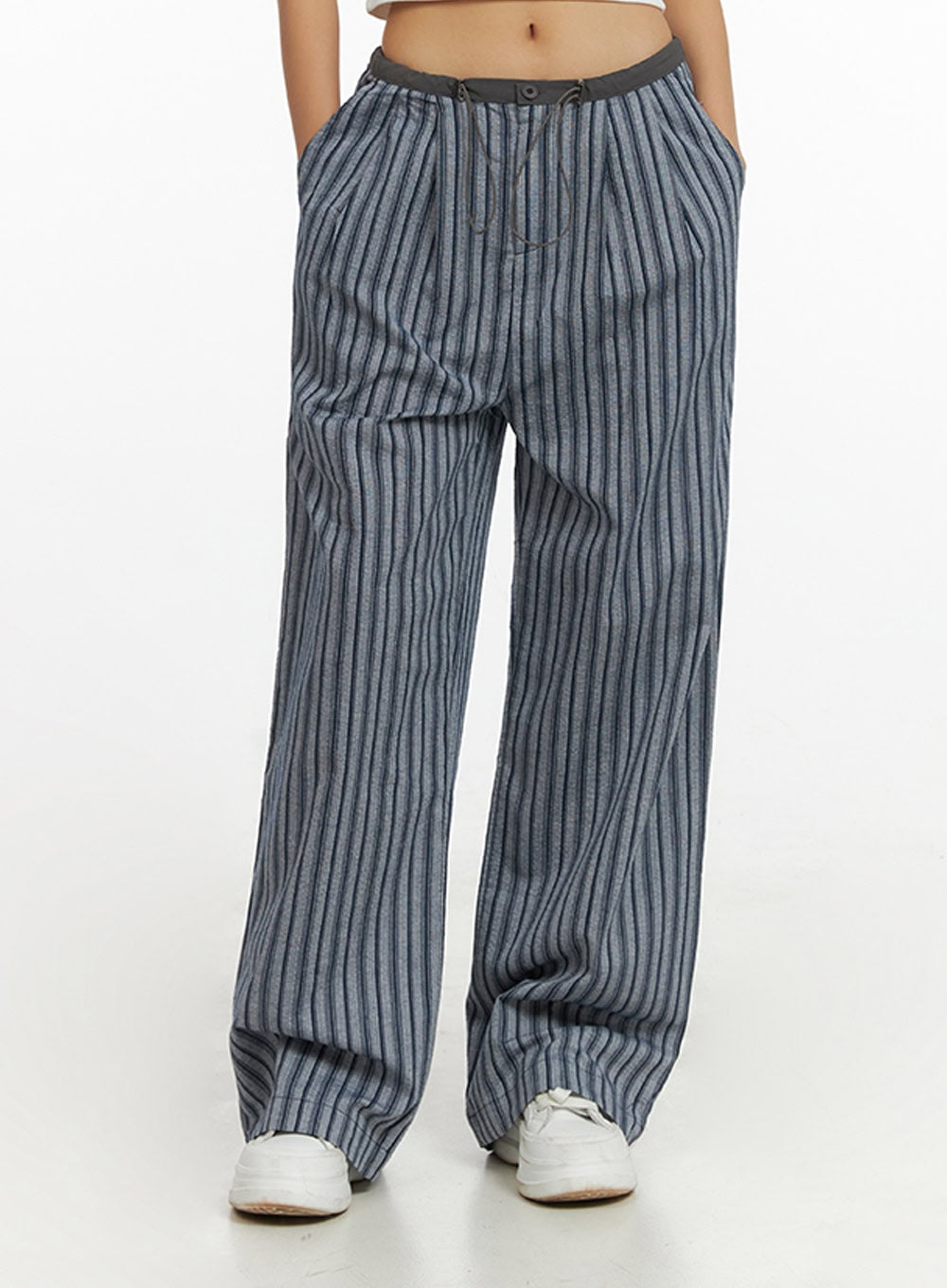 summer-dream-striped-cotton-pants-iy422 / Dark blue