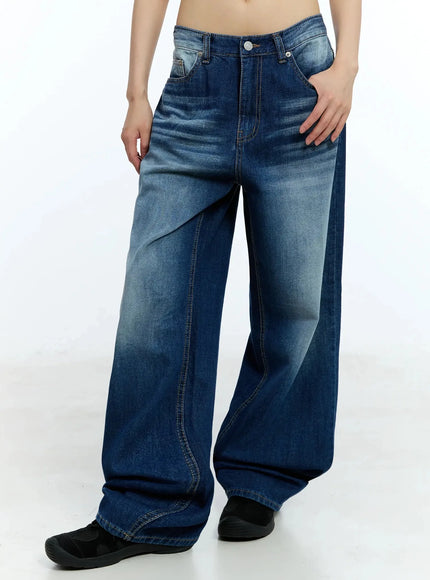 yoonchae-washed-wide-leg-jeans-iu525 / Dark blue