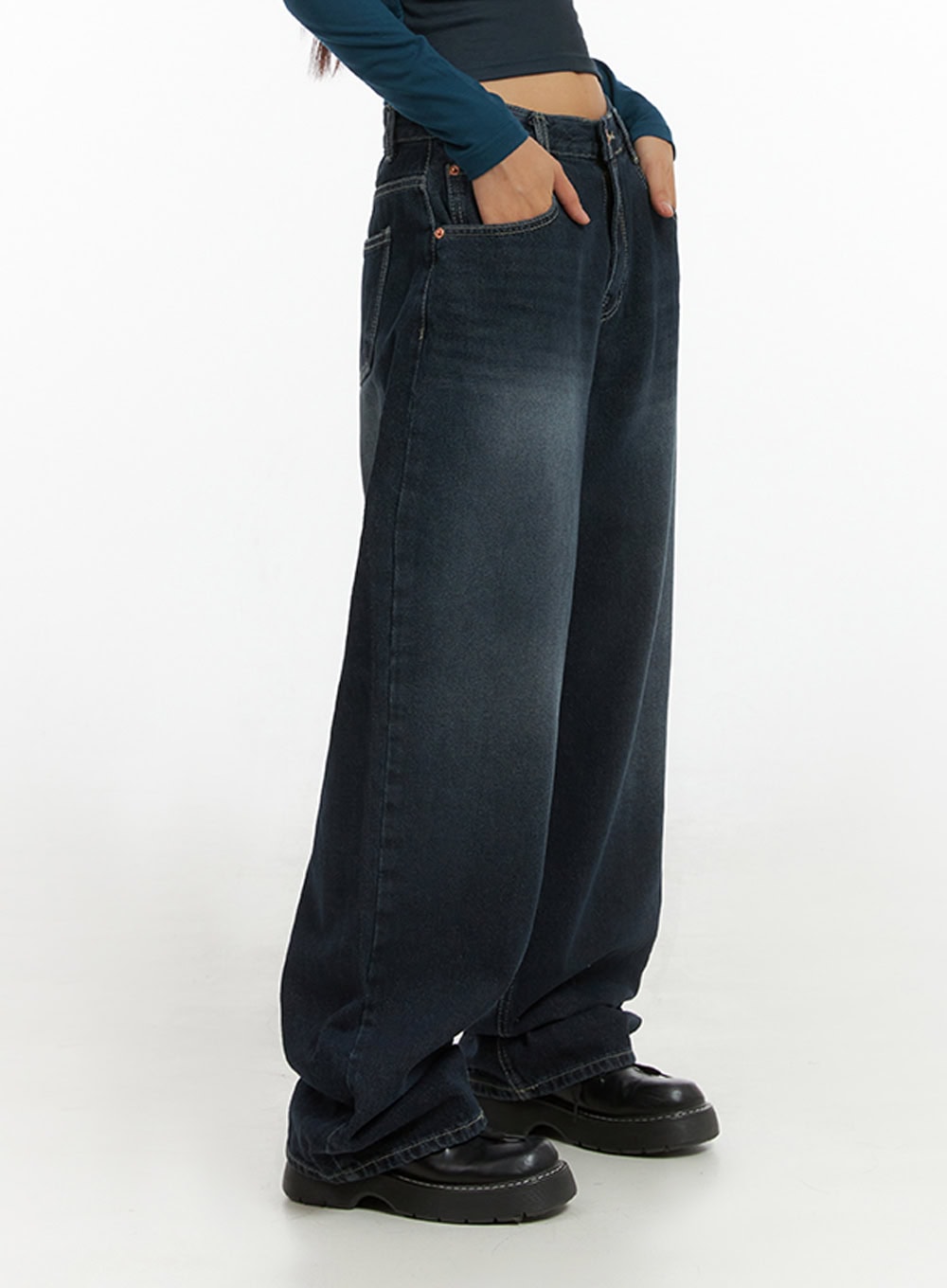 evelyn-washed-baggy-jeans-dark-blue-is402 / Dark blue