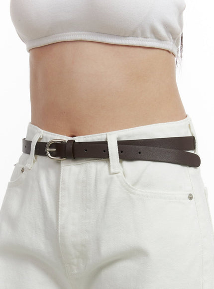 classic-thin-buckle-belt-oo416 / Dark brown