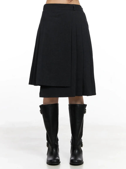 asymmetrical-pleated-midi-skirt-in528 / Dark gray