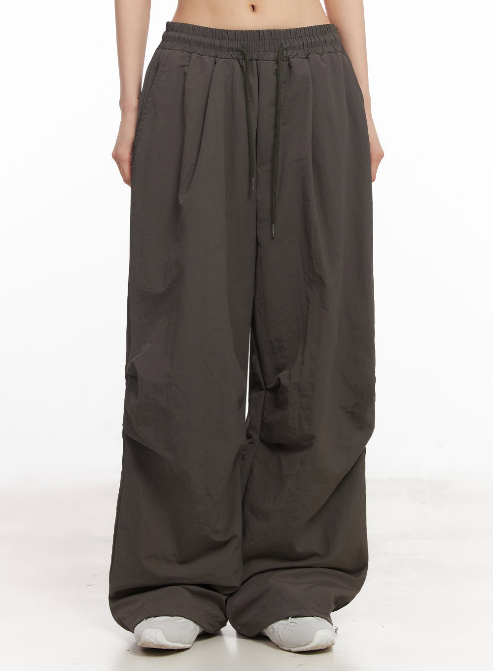 comfort-pintuck-wide-leg-sweatpants-iy529 / Dark gray