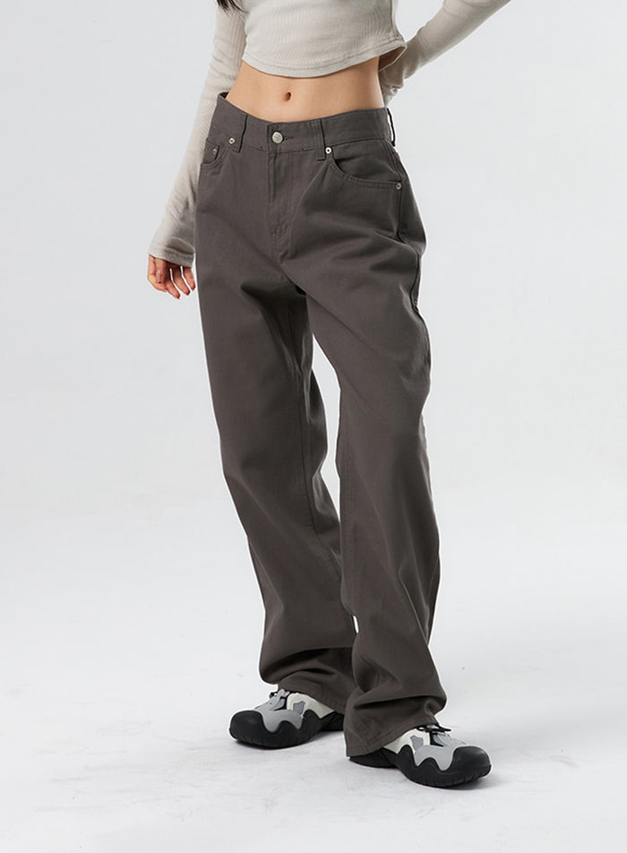 straight-leg-cotton-pants-is327 / Dark gray