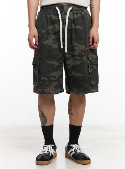 mens-camo-cargo-shorts-iy508 / Dark green