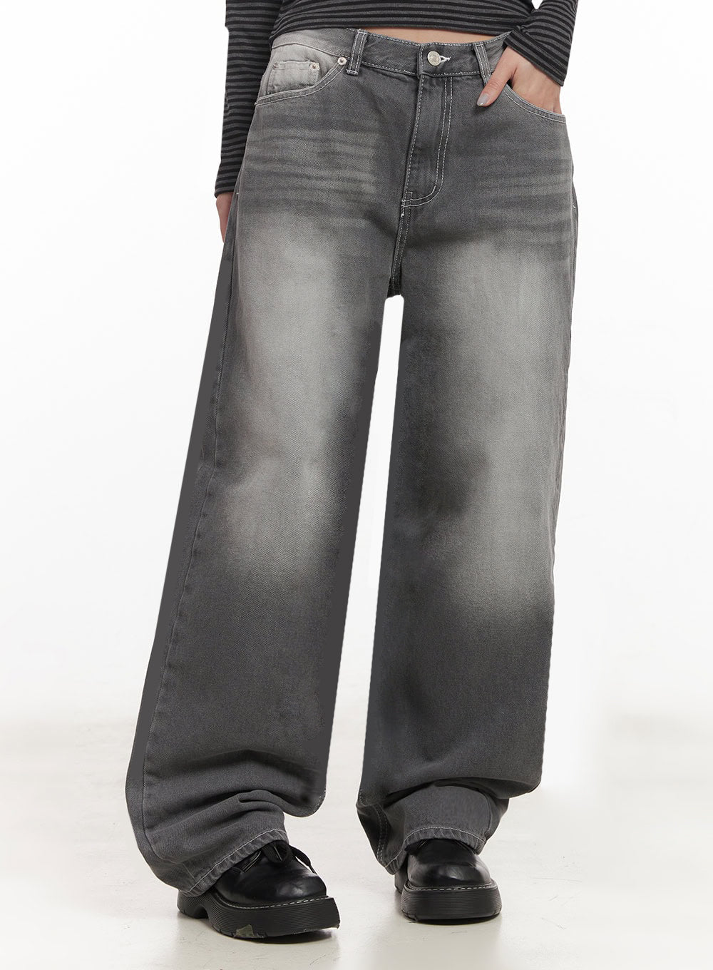 becca-washed-straight-leg-jeans-im524 / Gray