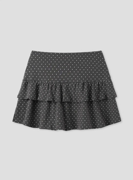 polka-dot-ruffle-mini-skirt-iu526 / Gray