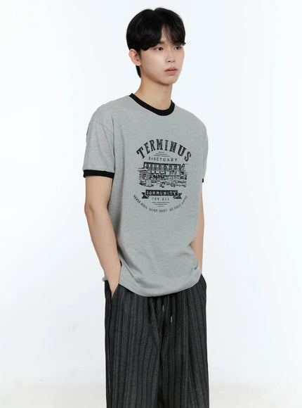 mens-contrast-graphic-shirt-il529 / Gray
