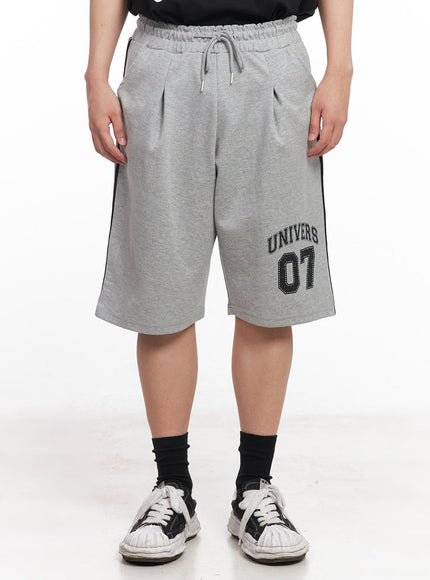 mens-striped-wide-fit-sweatshorts-iy520 / Gray