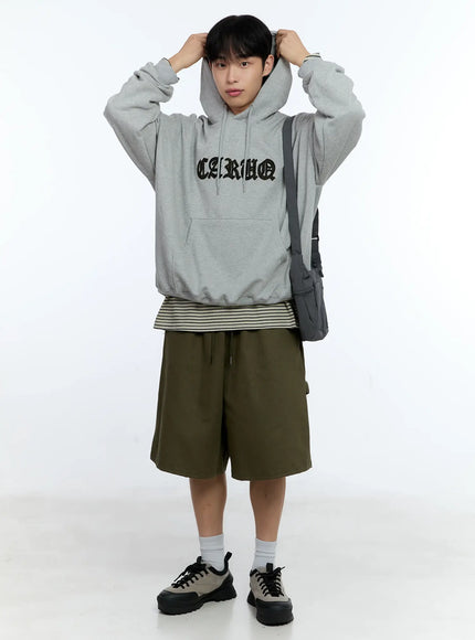 mens-hooded-camo-patch-sweatshirt-ig519 / Gray