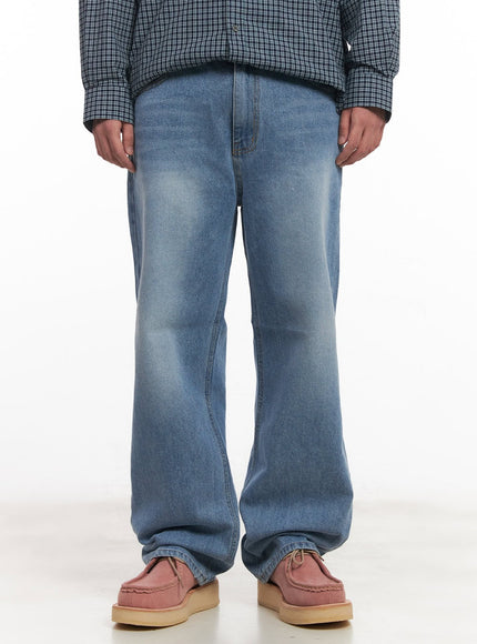 mens-wide-fit-washed-jeans-im517 / Light blue