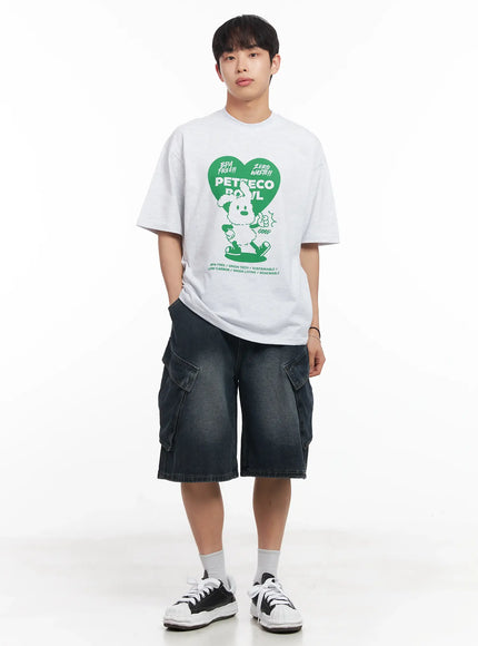 mens-heart-graphic-t-shirt-iu519 / Light gray