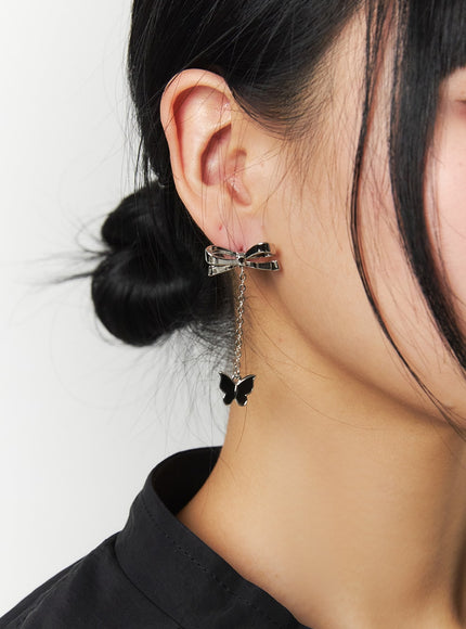 bowknot-chain-earrings-ij419 / Light gray