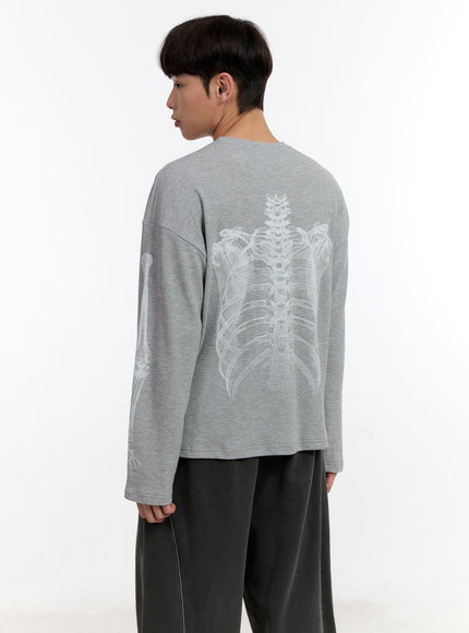 Men's Skeleton Graphic Long Sleeve Top IA504