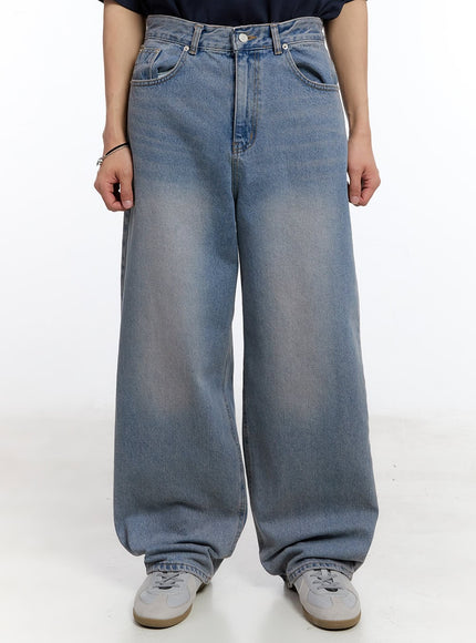 men-s-purple-washed-wide-leg-jeans-iy530 / Light purple