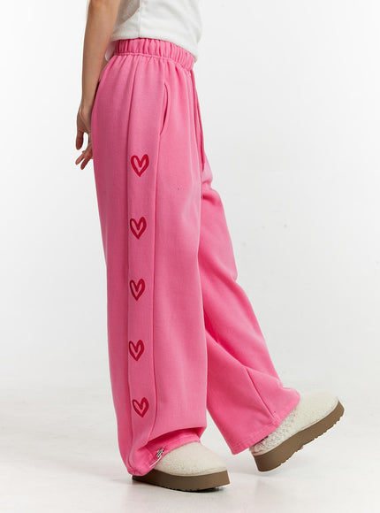 mid-waist-side-heart-parachute-jogger-lounge-pants-id313 / Pink