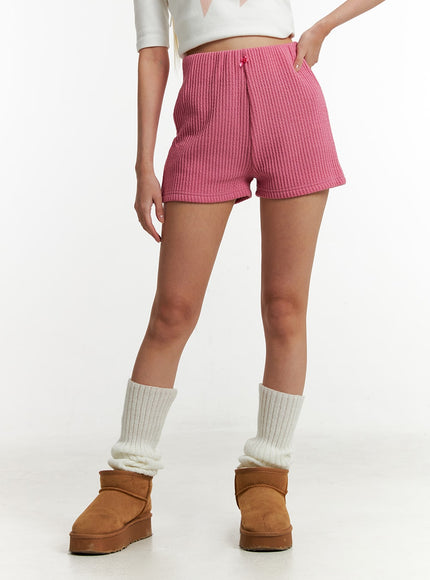 mid-elastic-ribbon-band-corduroy-shorts-id313 / Pink