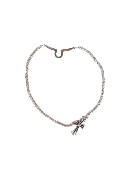 mens-cross-chain-tie-clip-il515 / Silver