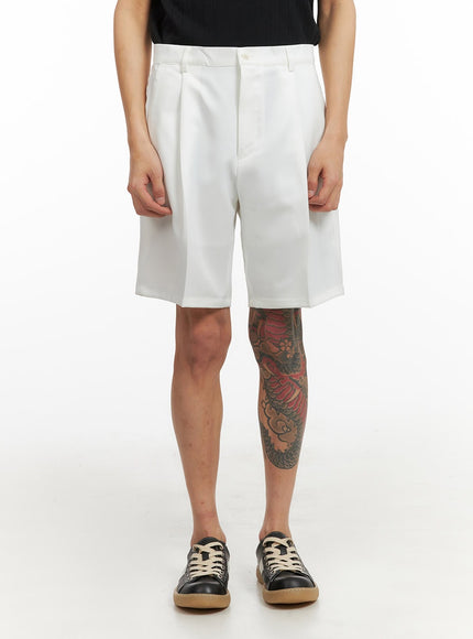 mens-basic-straight-leg-shorts-iy416 / White