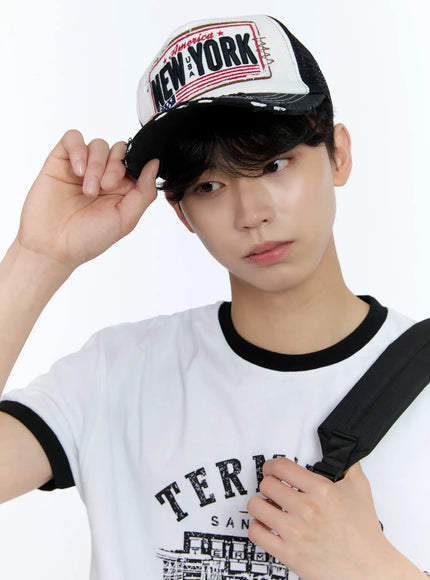 mens-mesh-graphic-baseball-cap-il529 / White