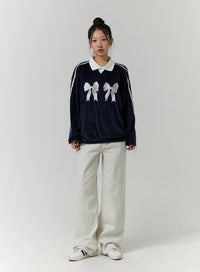 terry-collar-double-ribbon-sweatshirt-cd319