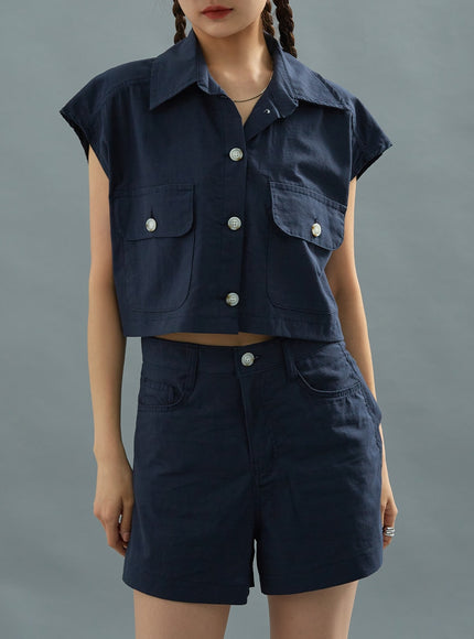 Linen Crop Shirt CU22