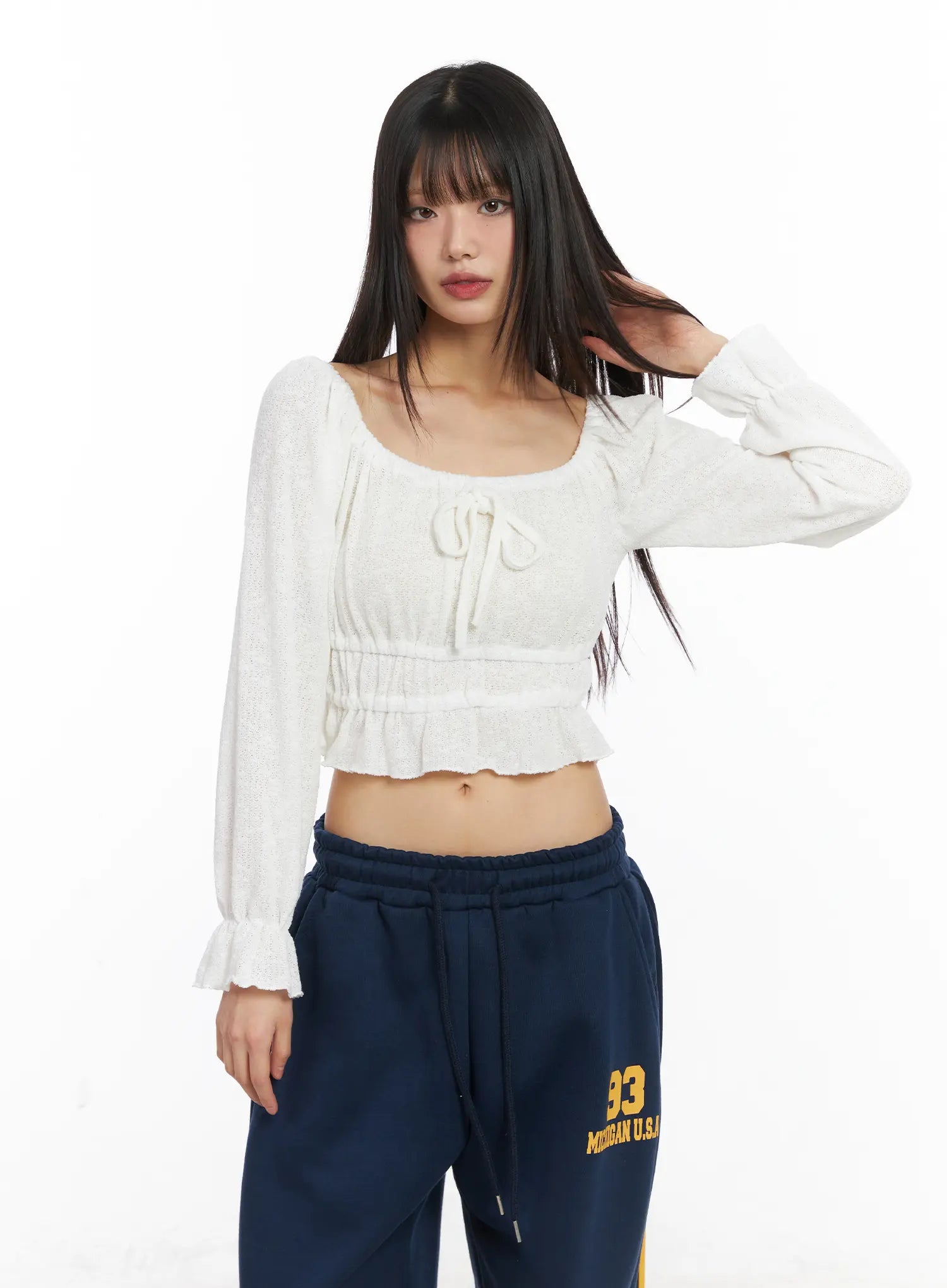 shirred-off-shoulder-long-sleeve-cd519