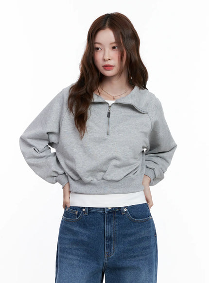 collar-solid-half-zip-sweatshirt-cg520