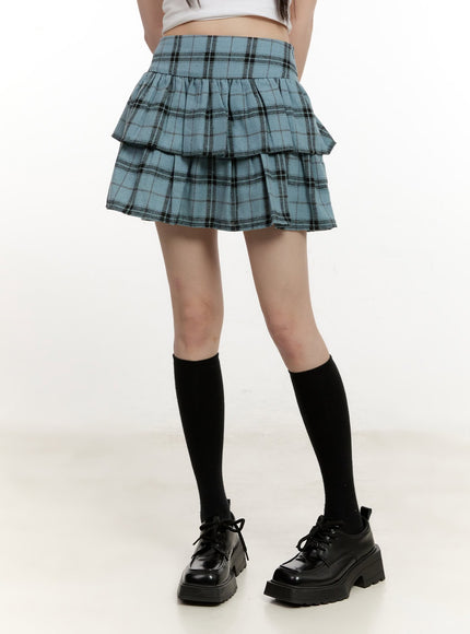 ruffle-plaid-mini-skirt-cm514
