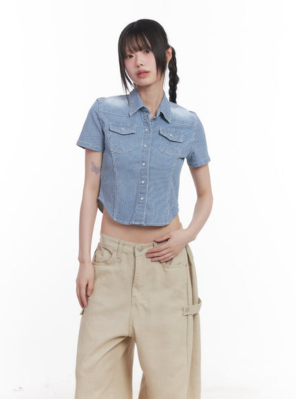 striped-half-sleeve-denim-shirt-cu506