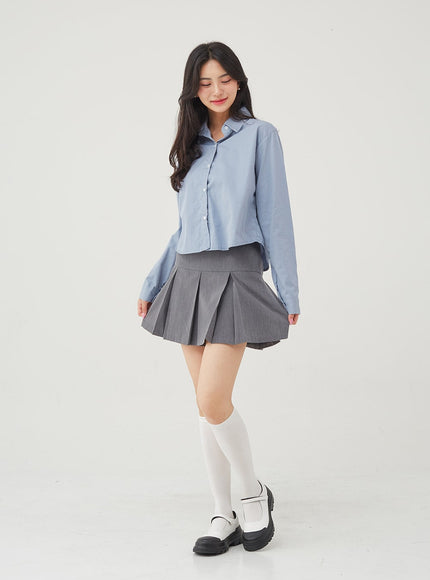 Basic Tone Down Color Crop Shirt BG23