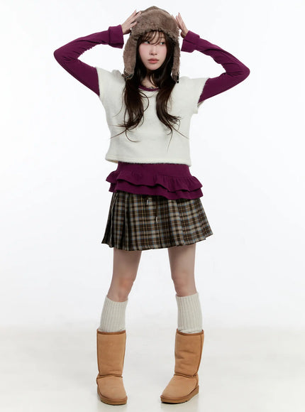 plaid-pleated-mini-skirt-cn525