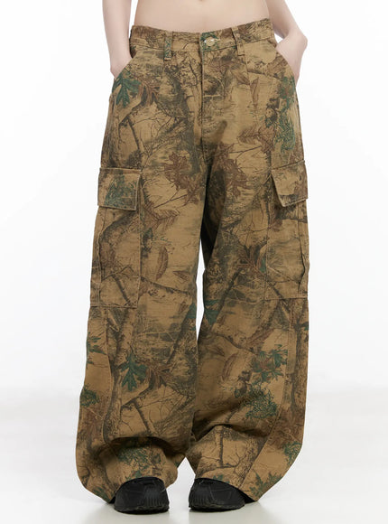 tree-printed-wide-leg-pants-cm526 / Beige