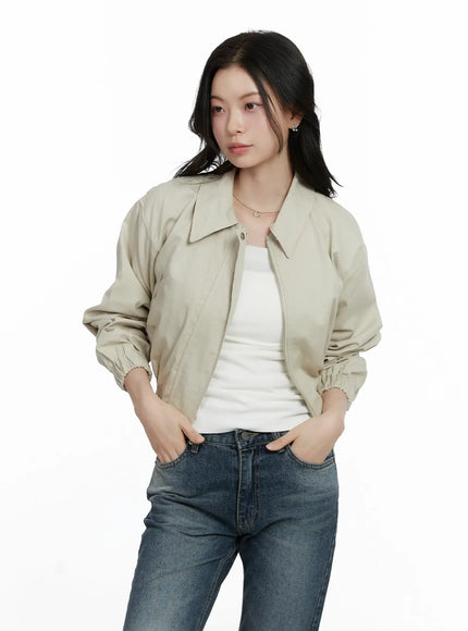 casual-cropped-utility-jacket-f502 / Beige