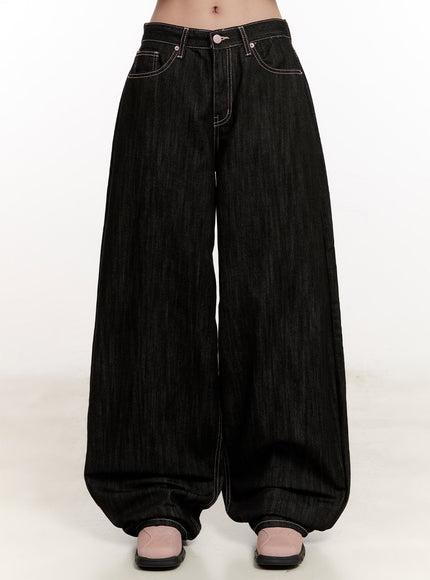trinity-stitched-baggy-jeans-cm510 / Black
