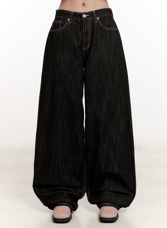 trinity-stitched-baggy-jeans-cm510 / Black