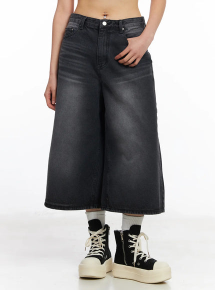 mavis-capri-wide-leg-jeans-cf504 / Black