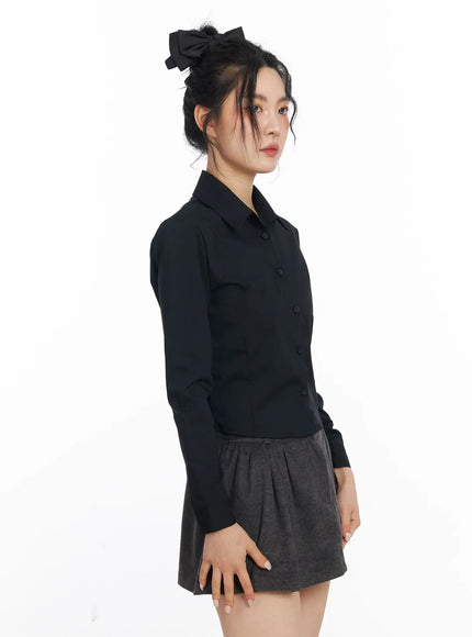 cropped-long-sleeve-shirt-cj522 / Black