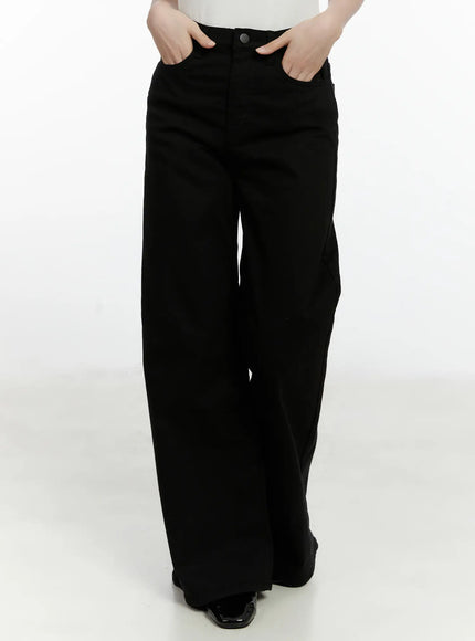 wide-leg-cotton-trousers-f502 / Black