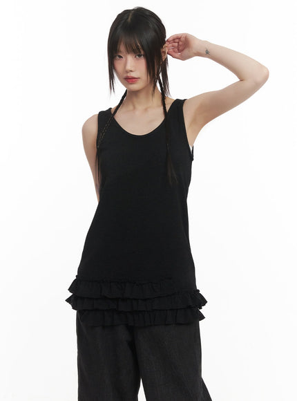 Layered Ruffle Trim Tank Top CF518