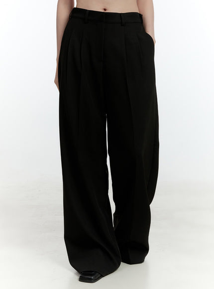 Pintuck Wide-Fit Slacks CF504