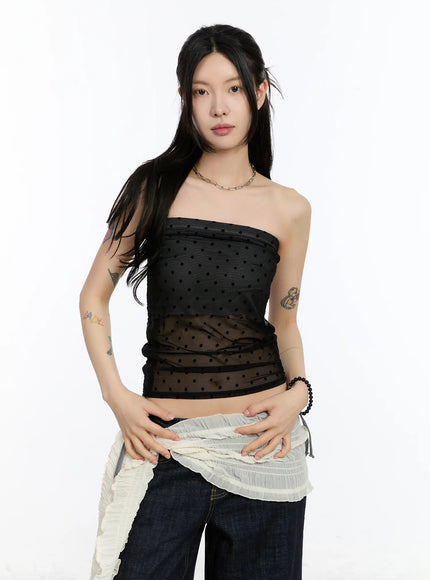 sheer-dotted-unique-top-ca506 / Black