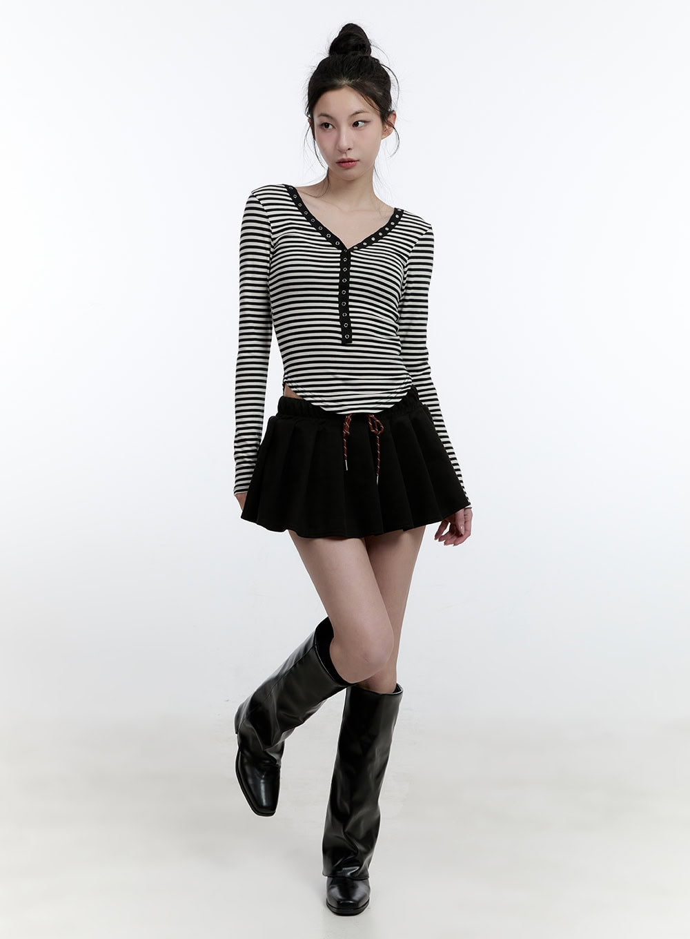 Striped Slim-Fit Buttoned Top CJ522