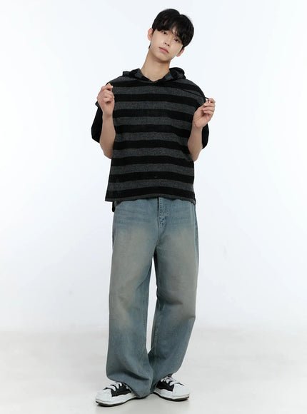 mens-striped-short-sleeve-hoodie-ig501