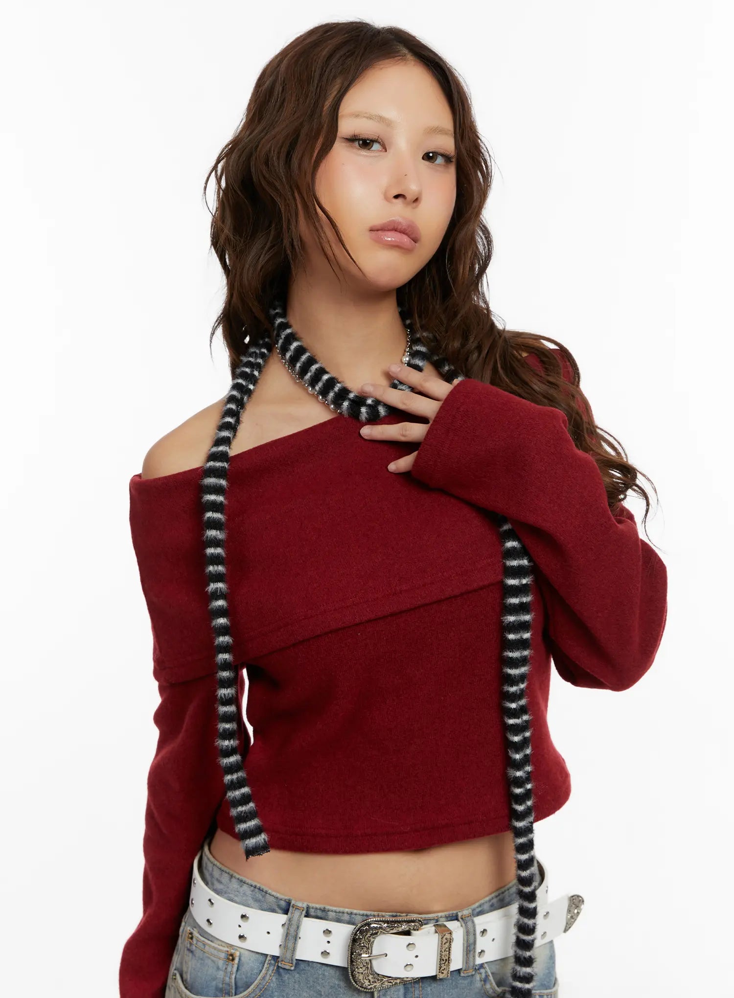Striped Thin Knit Scarf CD517