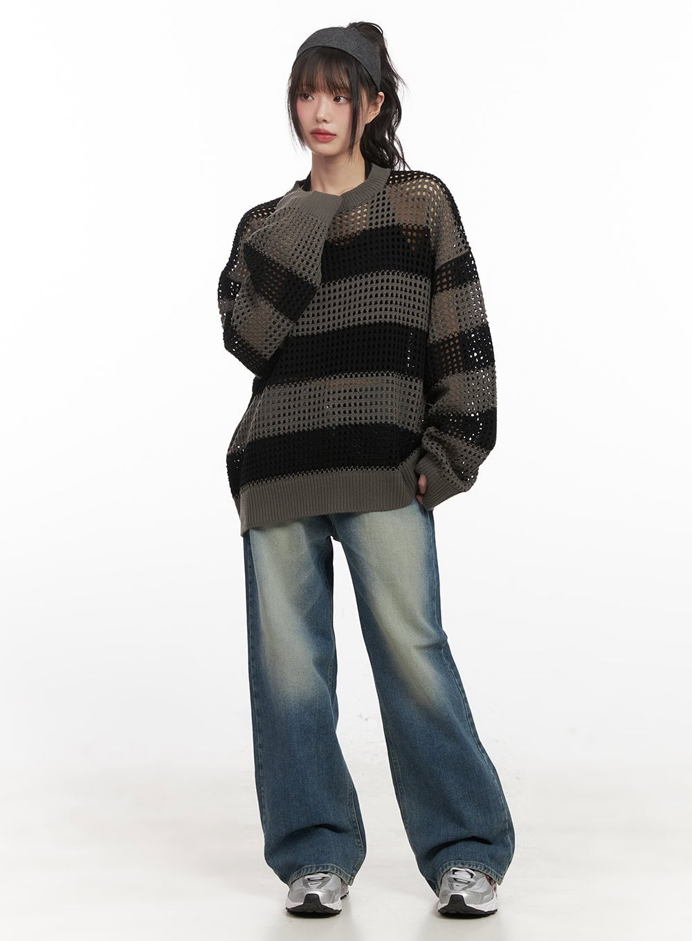 Chic Striped Mesh Sweater CJ524