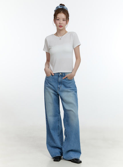 Leanne Washed Wide-Leg Jeans CF503