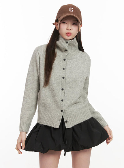 Cozy High-Neck Knit Cardigan IJ530