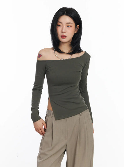 one-shoulder-side-slit-long-sleeve-top-cj522