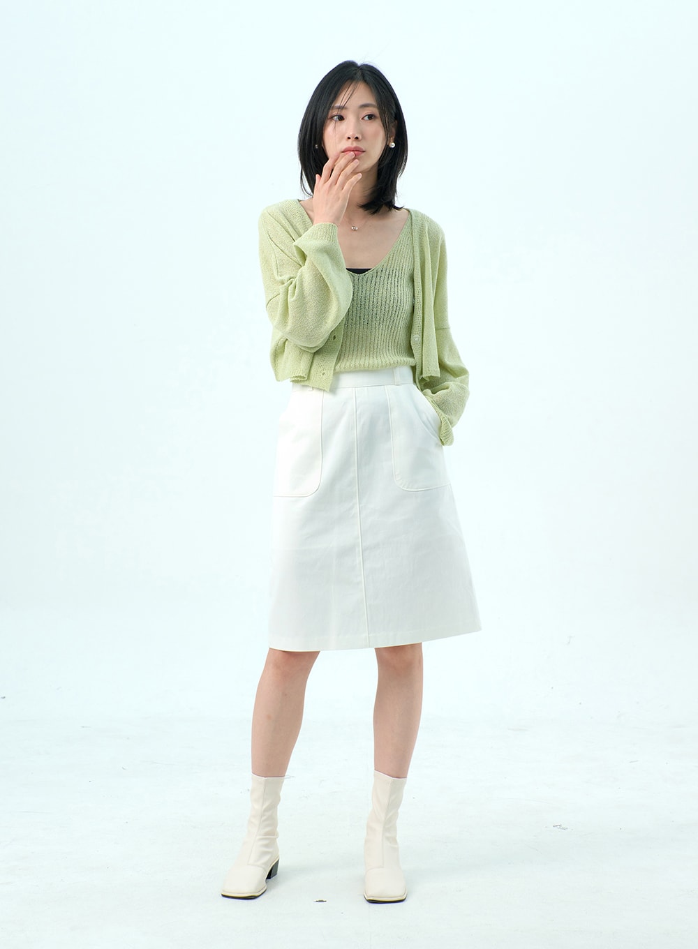 Mesh Top And Cardigan Set OY317